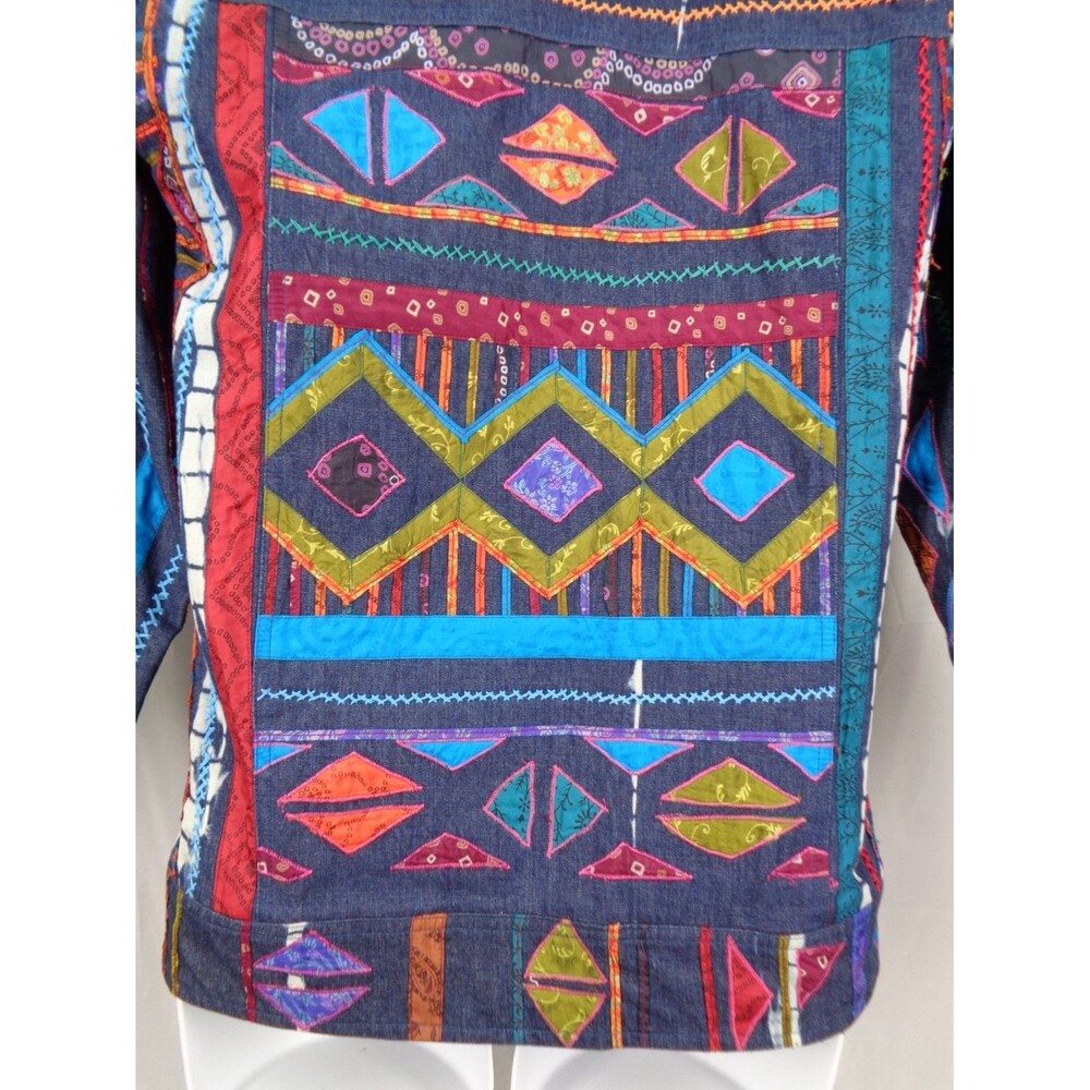 Chicos Design Patchwork Applique Embroidered Jean… - image 7